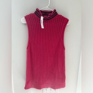 J Crew Pink knitted hot pink pullover vest size M NWT
